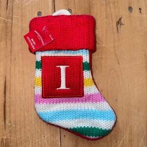 Wondershop Knit Monogram Mini Christmas Stocking Letter I Red